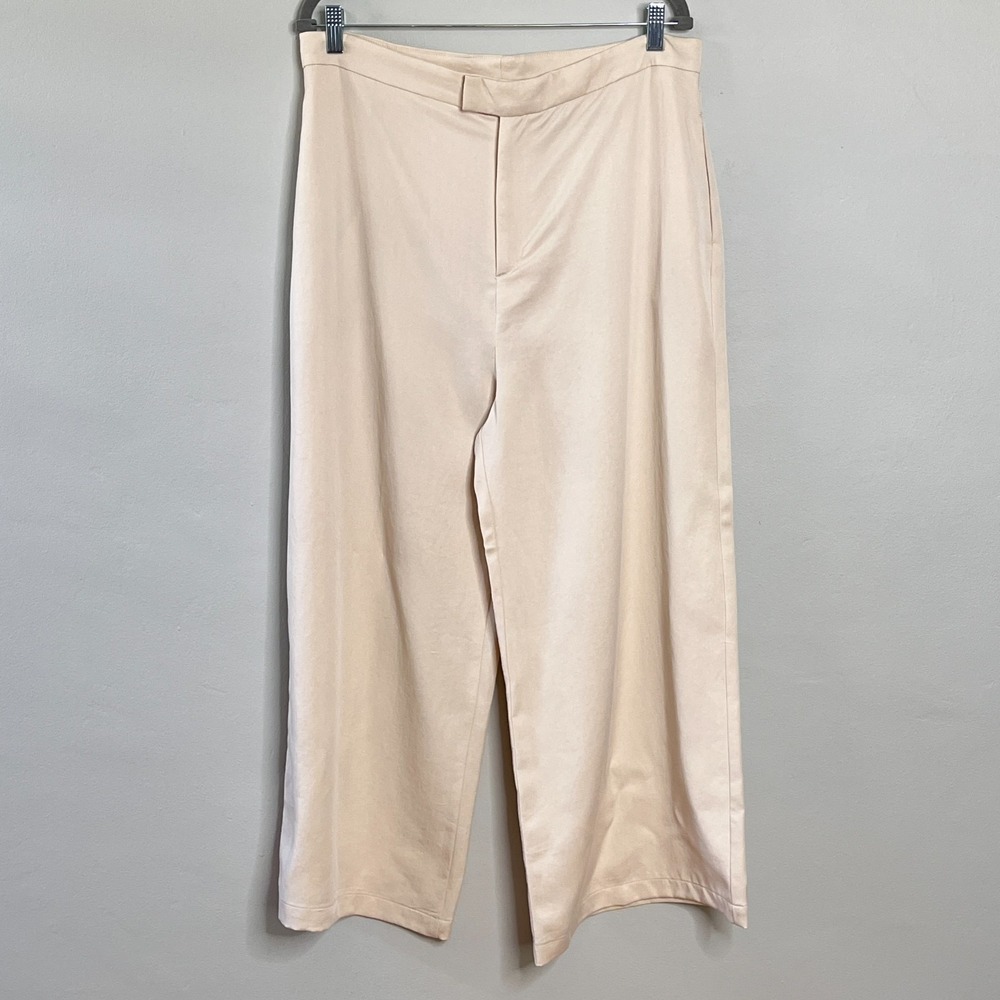 Reformation Womens‎ 12 Wide-Leg Crop Trouser Pant Ivory Lyocell Career Modern